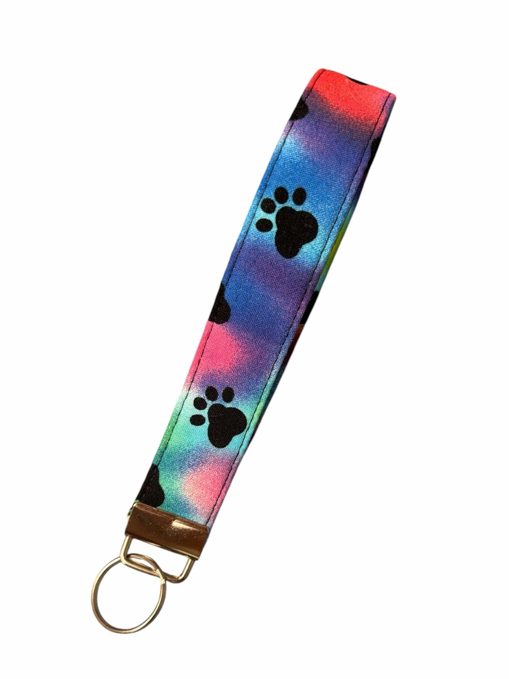 Hand Crafted 7” Paw Print Wristlet Key Fob Colorful Pet Lover Keychain